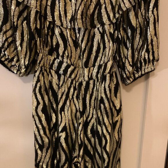 Elan Black and Metallic Gold Jumpsuit sz Small - Picture 2 of 5